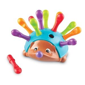 Colorful Hedgehog Peg & Hammer Learning Toy - Blue Body with Multicolor Pegs